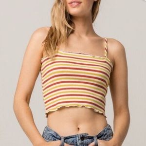 Tilly’s Sky and Sparrow Ripped Mustard Striped crop top